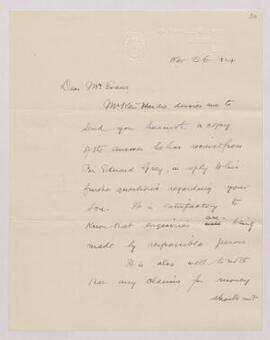 Letter from the secretary of 10 Nevill's Court, London,