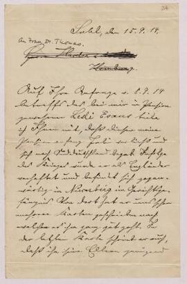 Letter to Dr Thomas from Herr Leisterer,