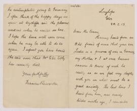 Letter from Francis Penwarden,