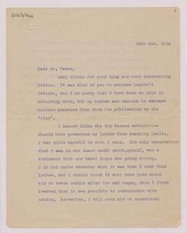 Letter from J. Arthur Sibly,