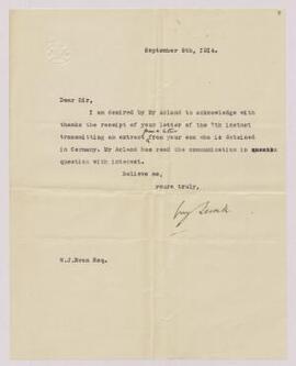 Letter from Guy Locock,