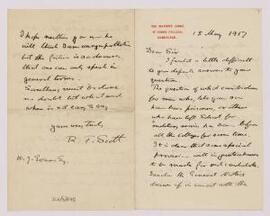 Letter from R. F. Scott, St John's College, Cambridge,