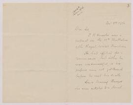 Letter from D.H. Davies (County School, Denbigh) to J.E. Lloyd, Secretary and Registrar, UCNW,