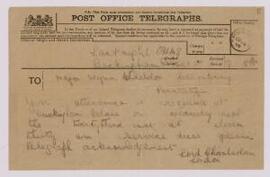 Telegram from the Lord Chamberlain, Buckingham Palace, London, to Major W.P. Wheldon, Prestatyn, ...
