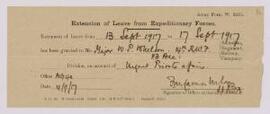 ‘Extension of Leave from Expeditionary Forces’ form,