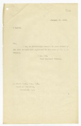 Letter sent 20 Jan 1916,