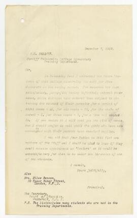 Letter sent 7 Dec 1917,