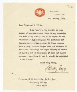 Letter sent 8 Jan 1916,