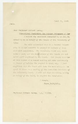 Letter sent 20 Mar 1917,