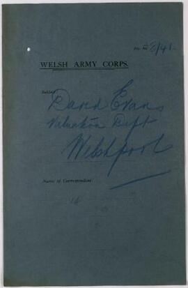 David Evans, Welshpool, Oct. 1915, re attempts at obtaining a commission,
