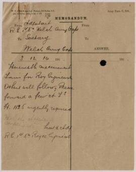 Copies of Army Form H.1125, size roll for tunics, frocks, jackets, trousers, pantaloons, khaki, c...