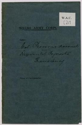 Correspondence, Oct. 1914-Aug. 1916, re Col. Pearson's Imprest accounts. 1914-16,