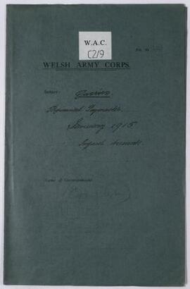 Queries, Regimental Paymaster, correspondence, Sept. 1915, re Imprest accounts of Jan,