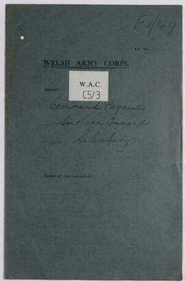 Correspondence, Sept. 1915, of Command Paymaster, Southern Command, Salisbury,