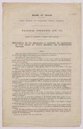 National Insurance Act, 1911. Part II-Unemployment Insurance,