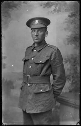 [Half-length portrait of a soldier in the Welsh Regiment
