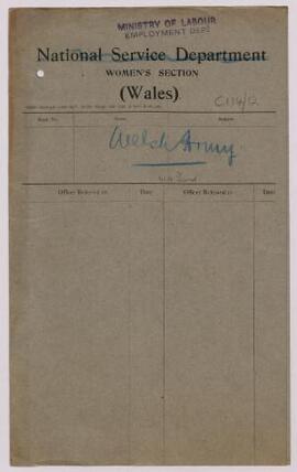 Correspondence, Jan., Nov. 1917, with Welsh Labour Exchanges regarding prominent citizens who mig...