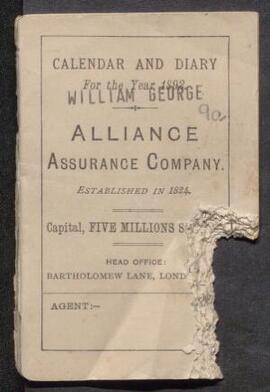 Calendar and Diary of the Alliance Assurance Company bearing brief entries from January to July,