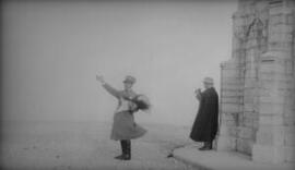 [David Lloyd George and his Italian guide at the mausoleum, Monte Grappa]