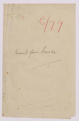 Recruits from Canada: correspondence, Oct. 1914-Feb. 1915, including copy of letter, 13 Oct. 1914...
