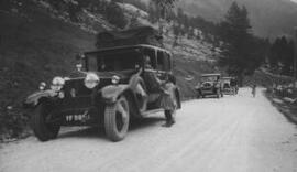 [The Lloyd George entourage parked alongside a road, possibly Switzerland]