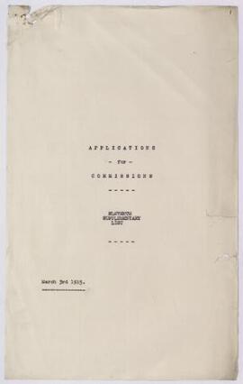 11th Supplementary List, 3 March 1915 (2 copies). 1915,