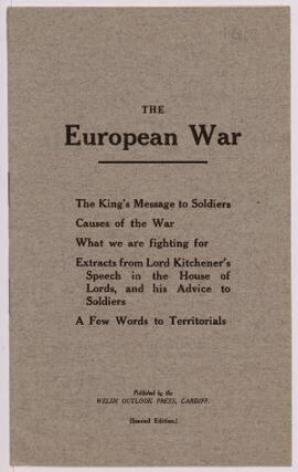 Bundle of leaflets: The European War; Y Rhyfel; Bernhardi; The Address of Prince David; Wele Eiri...