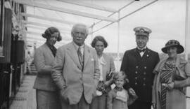 [David Lloyd George, Frances & Jennifer Stevenson, Mrs Sylvester, ship's captain and Jennifer...