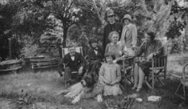 [Group photo taken including Margaret Lloyd George and Olwen Carey-Evans]