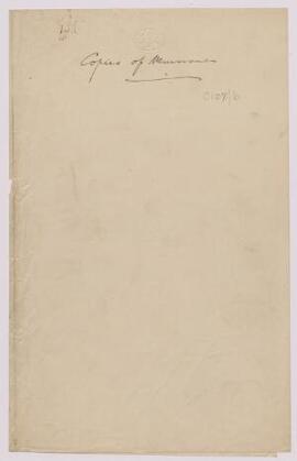 Copies of memoranda, Oct. 1914-Sept. 1916, including sketch of the scheme for the raising of the ...