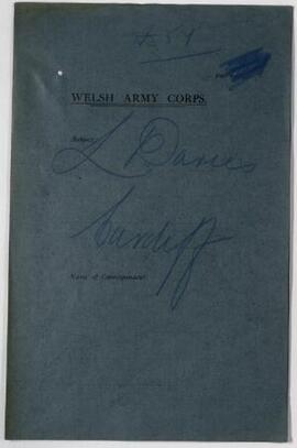 L. Davies, Cardiff, Nov. 1915, requesting help for his son to get into a Welsh regiment,