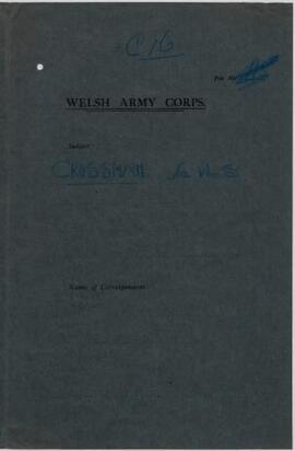 Sir William S. Crossman, Labour Exchange, Cardiff, Aug. 1915: letter of appreciation for his serv...