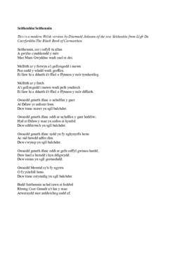 ‘Seithenhin / Seithennin’ poem (Modern Welsh)