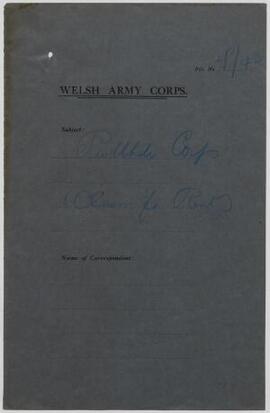 Pwllheli Corps, June-Dec. 1915, re claim for rent,