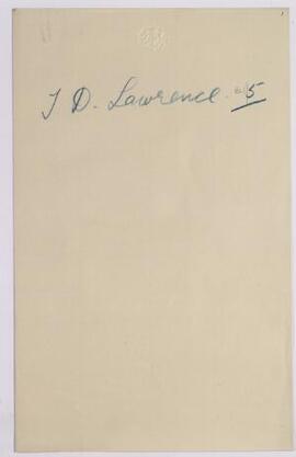 T. D. Lawrence, letter re commission for Adolphe Treasure of Porth, Rhondda. nd.