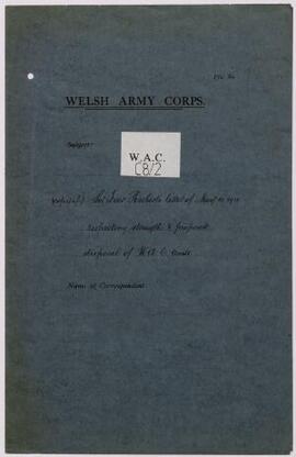 Copy of Sir Ivor Herbert's letter of 10 May 1915 respecting strength and proposed disposal of Wel...