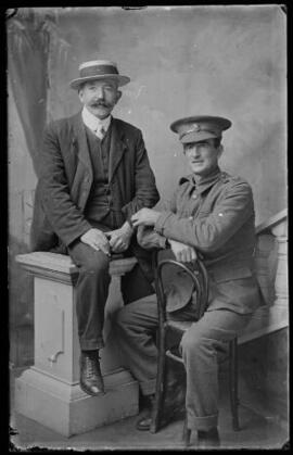 [Soldier in Welsh Regiment with a Civilian]
