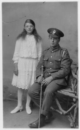 [South Wales Borderer with a young girl]