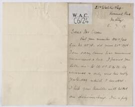 Correspondence, July 1916-May 1917 relating to the Welsh Army Corps accounts. 1916-17,