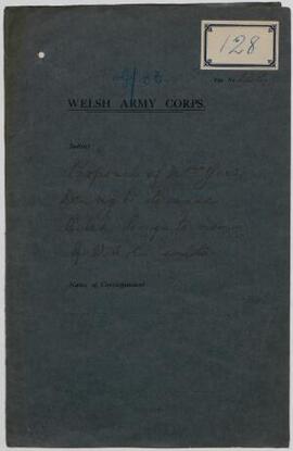 Miss Gee, Denbigh, Dec. 1914, re her proposal to issue copies of Welsh songs to the men in Welsh ...