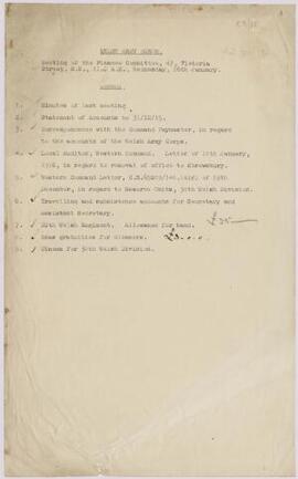 Agenda and minutes of the Finance Committee meeting, 26 Jan. 1916,