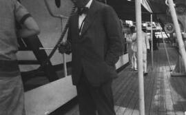 [David Lloyd George on the deck of a ship]