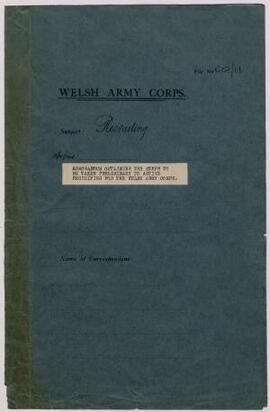 Memorandum, 15 Oct. 1914, outlining the steps to be taken preliminary to active recruiting for th...