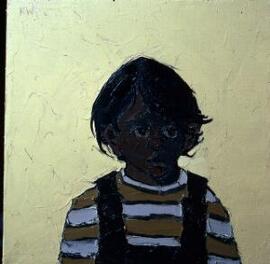 [Child in a green and white striped jumper]