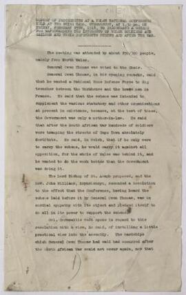 Announcement of a Welsh National Conference, 25 Feb. 1916, to inaugurate a scheme for safeguardin...
