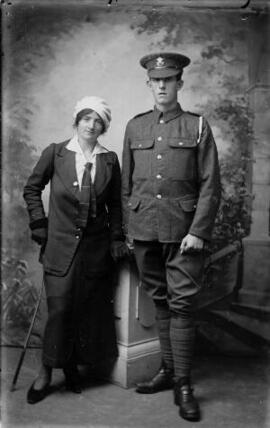 [Machine Gunner, Welsh Regiment with wife/sweetheart]