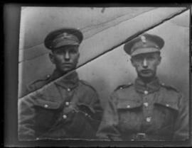 [Copy of a creased photo of two soldiers]