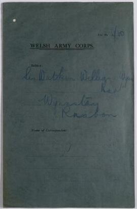 Sir Watkin Williams Wynn, Wynnstay, Ruabon, Oct. 1915-April 1916, re Committee meetings. 1915-16,