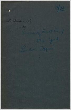 Guaranty Trust Company of New York, London Office, letter, Dec. 1915, requesting reference for A....