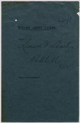 Leonard W. Llewellyn, Ministry of Munitions, Whitehall,